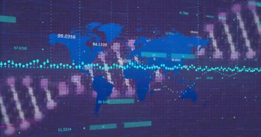 Teal tarama hattı süpürme haritası piksel dalgası başlatıyor, yükselen çubuklar, şamdanlar patlatıyor verileri görselleştiriyor. Coğrafi, analitik, veri görselleştirme, gösterge paneli, dijital arayüz, teknoloji, bilgi
