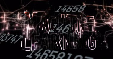 Başlangıçta sürüklenen basamaklar, dokuma düğümleri ve MACHINE ÖĞRENME metin titreşimleri, veri bağlantılarını gösteriyor. Dijital, geleceksel, teknoloji, yenilik, soyut, veri, bağlantı