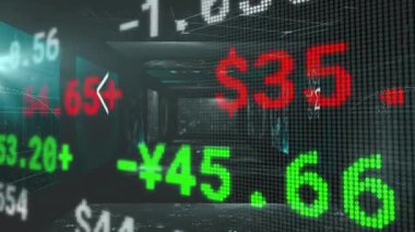 Değişken para birimi değerleri güncelleniyor. Kamera, deniz mavisi tünelinde daha derine süzülerek verileri görselleştiriyor. Gelecek, teknoloji, veri, dijital, analitik, siber, yenilik