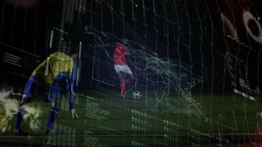 Spor analitik ızgarası arasında, kalecinin sol kurtarışı eksik. Atletik, rekabet, hassasiyet, dijital, görselleştirme, yoğunluk, takım çalışması