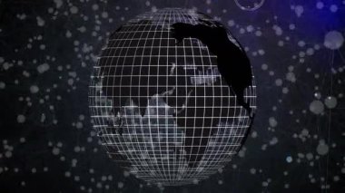 Parlayan düğümler aracılığıyla ortaya çıkan, dönen, menekşe ağ yayı ile kıtaları ortaya çıkaran geniş çaplı bir dünya. Futuristik, dijital, soyut, teknoloji, bağlantı, yenilik, görselleştirme