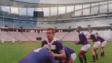 Ön sıralardaki kaldırıcılar koltukların üzerinde bayrak sallayarak ragbi topunu yakalamak için kalçalarını kaldırıyorlar. Sporcular, takım çalışması, atletizm, stadyum, yarışma, spor, dinamik