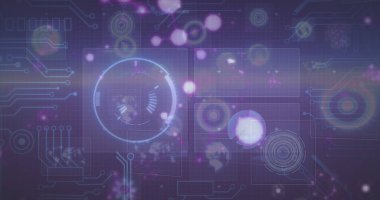 Mavi arkaplanda veri işleme resmi. küresel iş ve dijital arayüz kavramı dijital olarak oluşturulmuş görüntü.