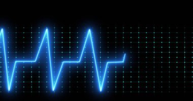 Siyah arkaplandaki kardiyograf görüntüsü. Sağlık, zindelik ve dijital arayüz kavramı dijital olarak oluşturuldu.