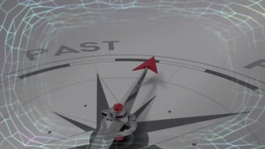 Şebeke darbeleri iğnenin saat yönünde dönmesini tetikler, PAST kayar ve ortaya çıkan FUTURE kayma odağı. Navigasyon, yenilik, teknoloji, veri görselleştirme, fütürizm, soyut, dijital