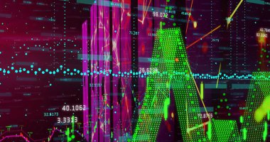 Siyah arkaplanda veri işleme resmi. küresel iş ve dijital arayüz kavramı dijital olarak oluşturulmuş görüntü.
