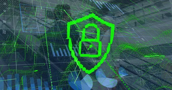 Çeşitli iş adamlarının veri işleme görüntüsü. Küresel iş ve dijital arayüz kavramı dijital olarak oluşturulmuş görüntü.