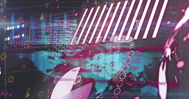 Mavi arkaplanda veri işleme resmi. küresel iş ve dijital arayüz kavramı dijital olarak oluşturulmuş görüntü.