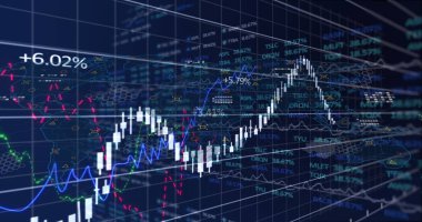 Donanma geçmişindeki grafiklerin ve finansal verilerin resmi. Küresel finans, ekonomi ve teknoloji kavramı dijital olarak üretilen görüntü.