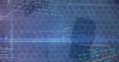 Veri işleme üzerinde şekillerin resmi ve beyaz arkaplandaki bağlantılar ağı. Küresel teknoloji, bilgisayar ve dijital arayüz kavramı dijital olarak oluşturulmuş görüntü.