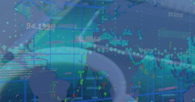 Akıllı telefon kullanan beyaz bir adam üzerinden yapılan bağlantılar ve bağlantılar görüntüsü. Dijital olarak oluşturulan küresel iletişim ve veri güvenliği kavramı.