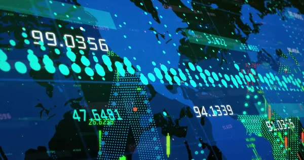 Siyah arkaplanda veri işleme resmi. küresel iş ve dijital arayüz kavramı dijital olarak oluşturulmuş görüntü.