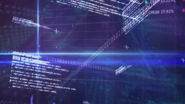 Parlayan mavi ışın uzayı süpürüyor, kod panelleri titreşen akıntılar veri canlandırmasını canlandırıyor. Fütürist, dijital, holografik, soyut, dinamik, teknolojik, veri güdümlü