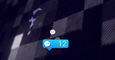 Mavi sohbet baloncuğu başlatılıyor. 95 'e güncelleniyor. Mesaj büyümesini gösteren küresel dönüşümlü. Dijital, teknoloji, iletişim, veri, analitik, modern, fütürist