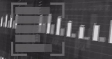 Izgarada görünen yarı saydam hedef çerçeve yükselmeye, dönmeye ve değerleri güncellemeye başlıyor. Analizler, veri görselleştirme, dijital arayüz, dinamik, geleceksel, teknoloji, grafikler