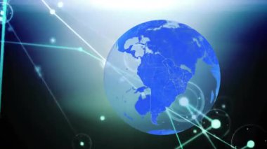 Yarı saydam küre ortaya çıktığında, ağ hatları titreşiyor ve görselleştirici veri akışı oluşturuyor. Teknoloji, bağlantı, dijital, yenilik, sanal, siber güvenlik, fütüristik