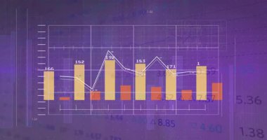 Satır grafiği dalgalanması canlı veri eğilimlerini gösterirken arayüz çizelgesi yükleme işleminden sonra. Dijital, analitik, fütüristik, görselleştirme, teknoloji, gösterge paneli, veri
