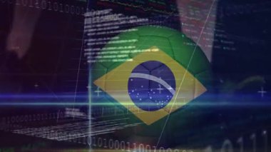 Karanlık şebeke Brezilya küresi başlatılıyor, kayboluyor sonra dönüyor, finans verilerini güncelliyor. Teknoloji, veri, dijital, analitik, fütüristik, yenilik, finans