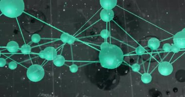 3D ağ döndürme, ışıldayan küreler açmak ve yapıyı görselleştirmek için bağlantıları açığa çıkarmak. Teknoloji, yenilik, veri, siber alan, bağlantı, dijital, gelecekçi
