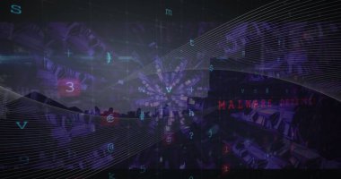 Şehir manzarası üzerinde veri işleme resmi. Küresel bilim, bağlantılar, veri işleme ve dijital arayüz kavramı dijital olarak oluşturuldu.