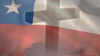 Şili bayrağı ve Latin haçlarının çakışmasına neden olan simüle rüzgar kilisenin dizaynında dalgalanma yarattı. Vatanseverlik, inanç, sembolik hareket, dijital sanat, maneviyat, tuval