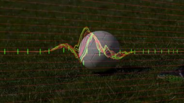 Futbolcu hareket verisini görselleştirmek için top sürerken ayak vuruşu dalgalanması. Atletik, spor, teknoloji, analitik, açık hava, aksiyon, dinamik