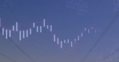 Alacakaranlık çizelgesi açılıyor. Süzülme çubukları batıyor. Sonra piyasa görüşü için direklere karşı yükseliyor. Finansal, piyasa, analiz, kırsal, günbatımı, teknoloji, yatırım