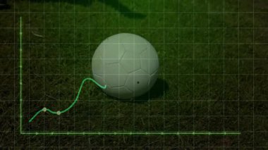 Şebekede görünen veri noktaları, oyuncu ayak kontak topu güncelleme ölçümleri olarak grafikteki artışa neden oluyor. Futbol, spor analitiği, veri görselleştirme, atletizm performansı, açık hava stadyumu, hareket kontrolü, dijital grafikler