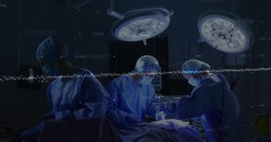 Hastanın üzerini örttükten sonra, cerrahi ekip kesi açtıktan sonra, animasyon veri örtüsü rehber kapanışı yapar. Tıbbi, takım çalışması, hassas, klinik, cerrahi, profesyonel, kısır