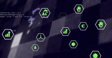 Küresel görselleştirme ölçümleri dönerken küçük kaymalar, yeşil altıgen simgelerinin sürüklenmesiyle tetiklenir. Teknoloji, veri görselleştirme, çevre, 3D, fütüristik, dijital, bilgi