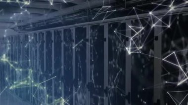 Kabinelerdeki yansıma kamerasında veri akışını gösteren grafikler var. Teknoloji, ağ oluşturma, siber güvenlik, dijital, altyapı, yenilik, bağlantı