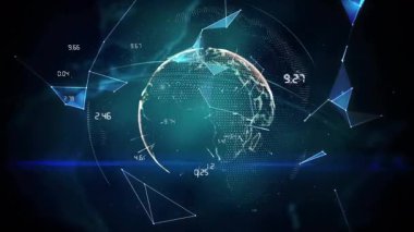 Ağ görüntüsü için yörüngedeki veri darbeleriyle süzülen yüzler Dünya 'yı oluşturmaya başlıyor. Teknoloji, yenilik, dijital, soyut, fütüristik, bağlantı, ağ