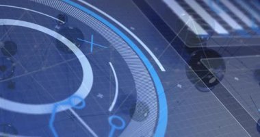 Halka görünümü, arayüz genişlemesi, yörünge küreleri titreşimli taramalar ve görselleştirilmiş veri akışı. Fütürist, dijital, teknoloji, yenilik, ağ, siber, soyut