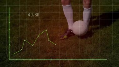 Oyuncu topa yukarıya doğru vuruyor ve çizgi grafiği yükselen hokkabazlık ölçümleri ile ızgara kaplaması başlatılıyor. Atletik, performans, analitik, görselleştirme, spor, eğitim, spor