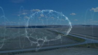 Sade bir şekilde doldurulan beyin ağı otoyol alanlarında kaybolduktan sonra görselliği titreştiren. Peyzaj, bağlantı, teknoloji, veri, yenilik, kırsal, ağlar