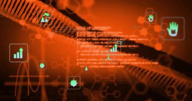 Geriye doğru dönen kaburgalı sarmal çizelge ve damla simgeleri verileri güncelleyen kod kaydırıyor. Gelecekçi, yenilikçi, teknoloji, veri görselleştirme, ağ, dijital, bilim