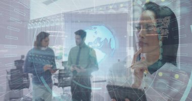 Sınıftaki öğrenciler ve öğretmenler arasındaki bağlantı görüntüsü. Eğitim ve okul kavramı dijital olarak oluşturulmuş imaj.