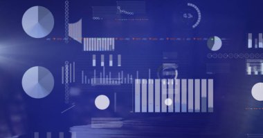 Çeşitli iş adamlarının yürümesi üzerine finansal veri işleme görüntüsü. Küresel bükülme, teknoloji ve dijital arayüz kavramı dijital olarak oluşturulmuş görüntü.