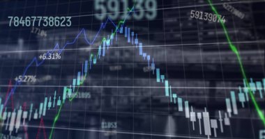 Şehir manzarası üzerinde veri işleme resmi. küresel iş ve dijital arayüz kavramı dijital olarak oluşturulmuş görüntü.