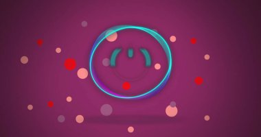 Kapatma düğmesinin resmi ve noktaların üzerinde daire çiz. Küresel iş ve dijital arayüz kavramı dijital olarak oluşturulmuş görüntü.