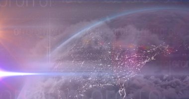 Noktaların ve uzayda dönen dünyanın görüntüsü. Küresel ağ ve teknoloji kavramı.