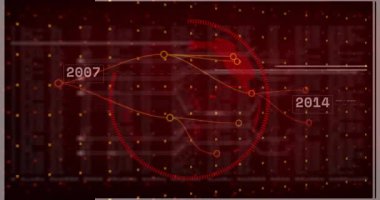 Etiket güncellemeleri başlatılıyor, dünya bağlantıları düğümlere bağlanıyor, halka veri akışını gösteriyor. Coğrafi, veri görselleştirme, ağ, teknoloji, arayüz, dijital, geleceksel