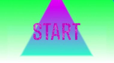 ST harfleri gradyan ışın üzerinde beliriyor, START 'ı tamamlıyor, üçgen döngü renkleri başlıyor. Soyutlama, animasyon, görsel efektler, fütüristik, teknoloji, canlı, dijital