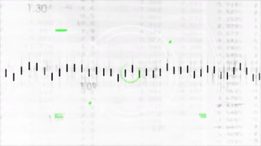 Yeşil HUD dairesi dönen başlangıç şamdanları dalgalanıyor ve pazar eğilimini takip eden trend çizgisi. Analizler, finans, yatırım, veri görselleştirme, teknoloji, dijital, yenilik