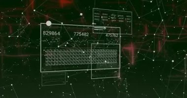 Görünürde kaybolan klavye ana hatları, güncellenen sayısal etiketler ve analitik içgörü için ortaya çıkan paneller. Teknoloji, veri görselleştirme, dijital ağ, analitik, soyutlama, yenilik, fütürist