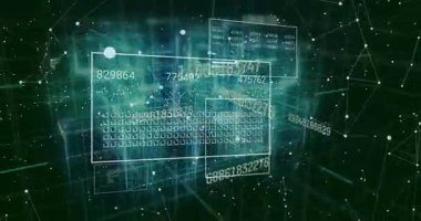 Görünen soluk beyaz çerçeveler, ağ akışını gösteren kaydırma ve güncelleme rakamlarını tetikler. Teknoloji, veri, görselleştirme, dijital, soyut, ağ, geleceksel