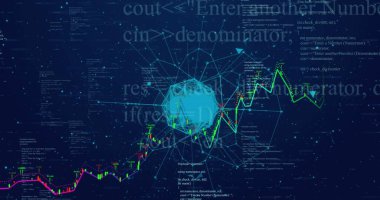 Siyah arkaplanda veri işleme resmi. Sosyal medya ve iletişim arayüzü kavramı dijital olarak oluşturulmuş görüntü.