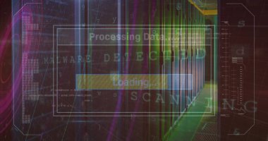 Sunuculardan yükleme ve verinin resmi. Ağ, veri işleme ve teknoloji konsepti dijital olarak oluşturuldu.