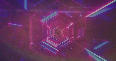 Bokeh efektli eşsiz aydınlatılmış fütürist soyut tasarım. Dijital olarak oluşturulmuş, bilgisayar grafiği, ışık efekti, ağ, döngü resmi, desen.