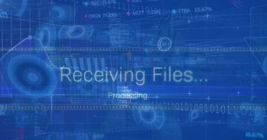 Dijital arayüzde dosya metni alan veri işleme resmi. Dijital bileşik, yapay zeka, küresel iletişim, bulut hesaplama, geliştirme, teknoloji, kodlama.